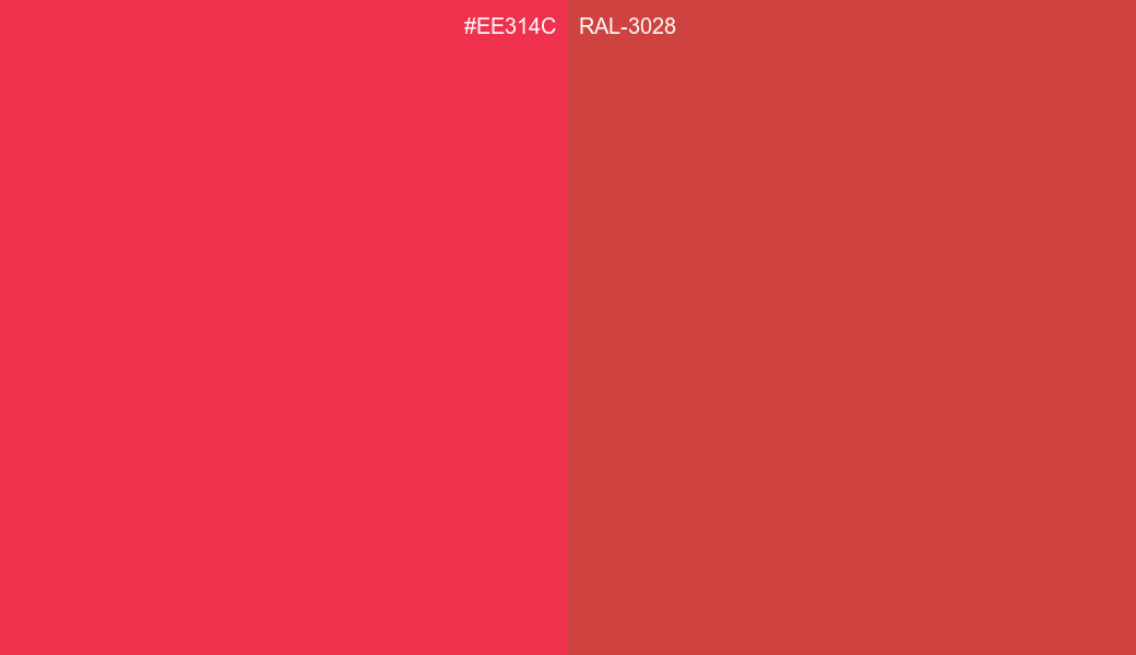 HEX Color EE314C to RAL 3028 Conversion comparison