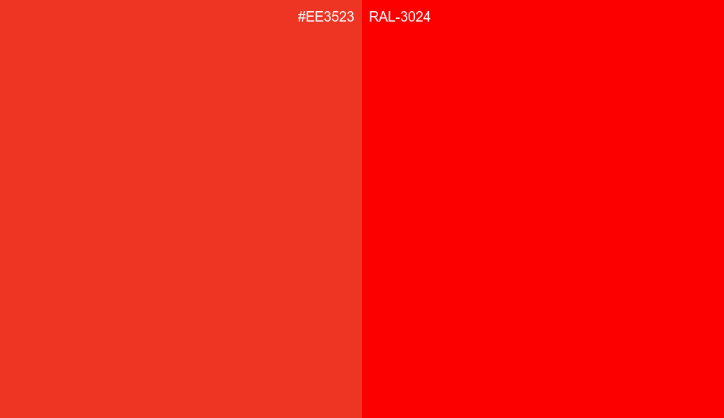HEX Color EE3523 to RAL 3024 Conversion comparison