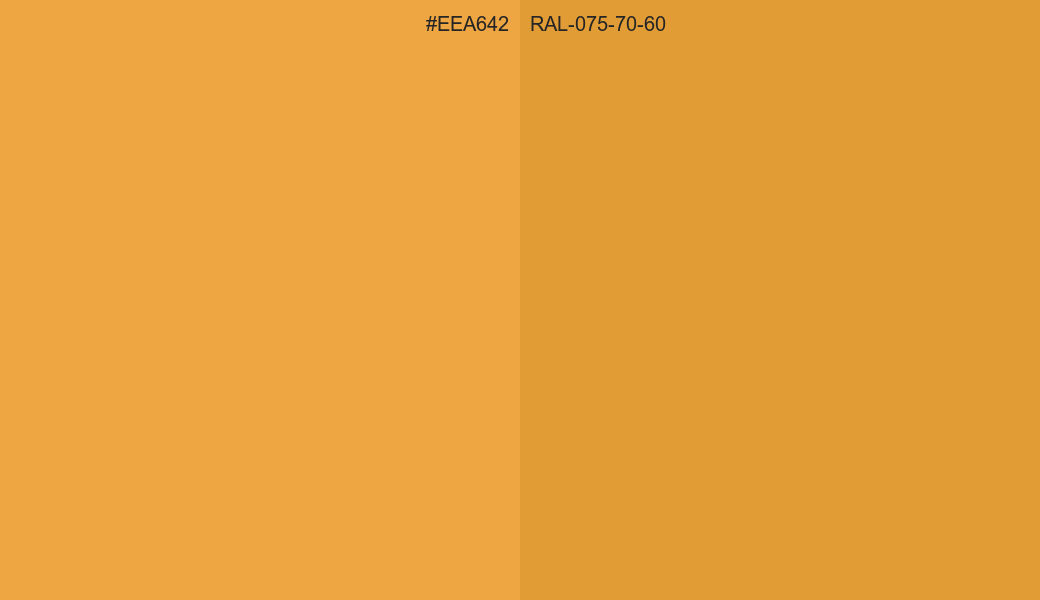 HEX Color EEA642 to RAL 075 70 60 Conversion comparison