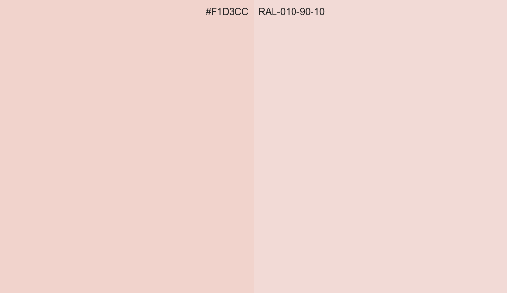 HEX Color F1D3CC to RAL 010 90 10 Conversion comparison