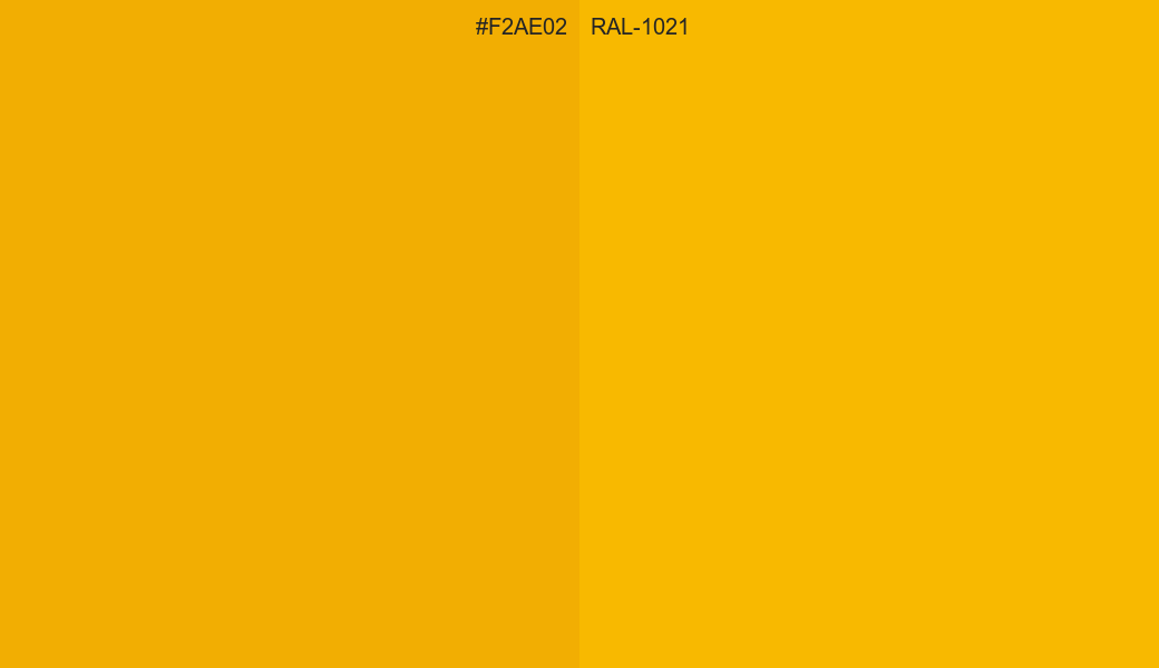 HEX Color F2AE02 to RAL 1021 Conversion comparison