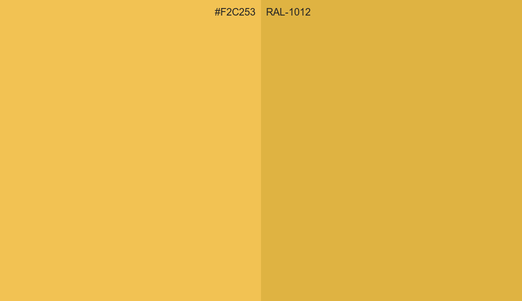 HEX Color F2C253 to RAL 1012 Conversion comparison