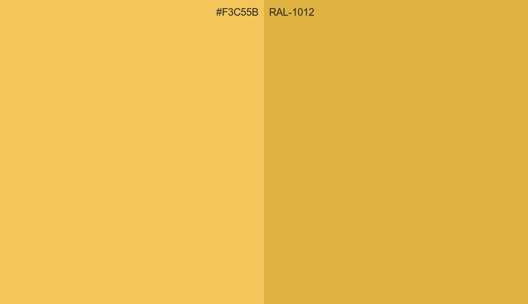 HEX Color F3C55B to RAL 1012 Conversion comparison