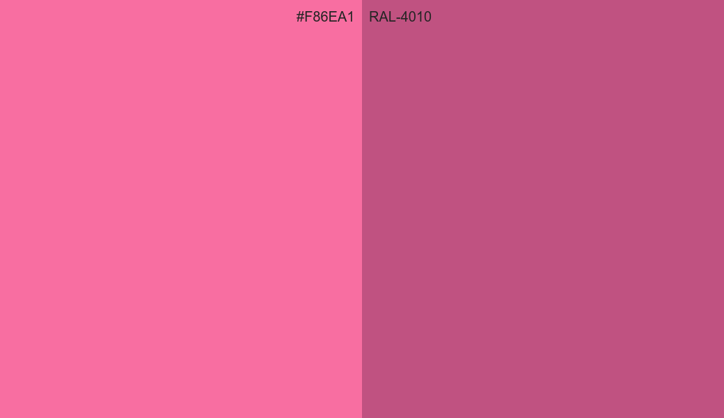 HEX Color F86EA1 to RAL 4010 Conversion comparison