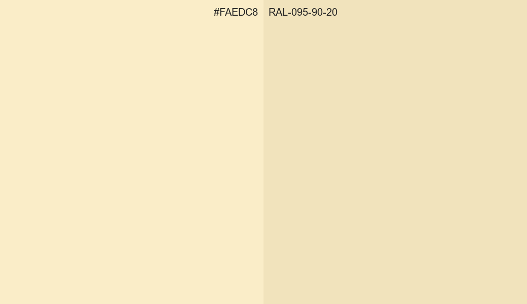 HEX Color FAEDC8 to RAL 095 90 20 Conversion comparison