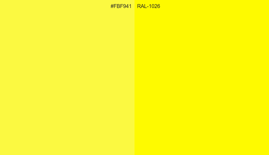 HEX Color FBF941 to RAL 1026 Conversion comparison