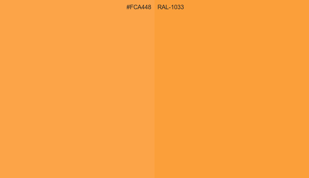 HEX Color FCA448 to RAL 1033 Conversion comparison