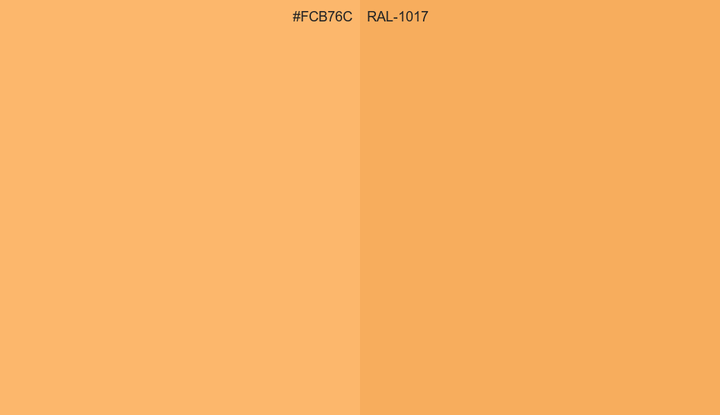 HEX Color FCB76C to RAL 1017 Conversion comparison