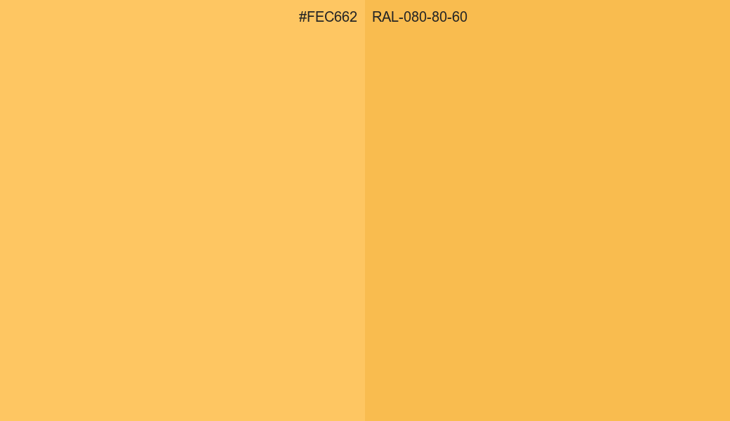 HEX Color FEC662 to RAL 080 80 60 Conversion comparison