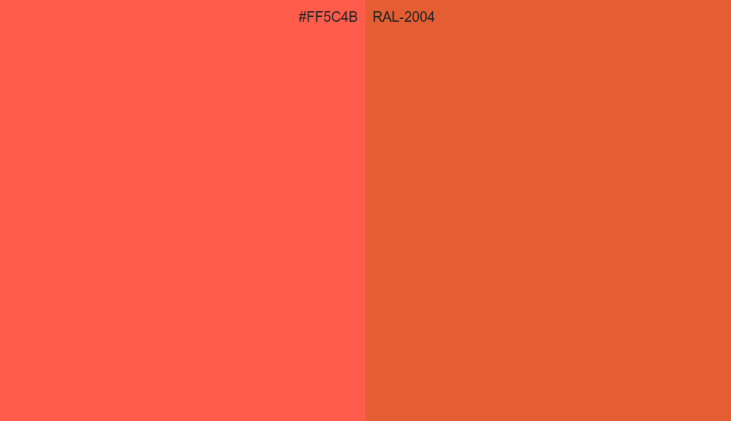 HEX Color FF5C4B to RAL 2004 Conversion comparison