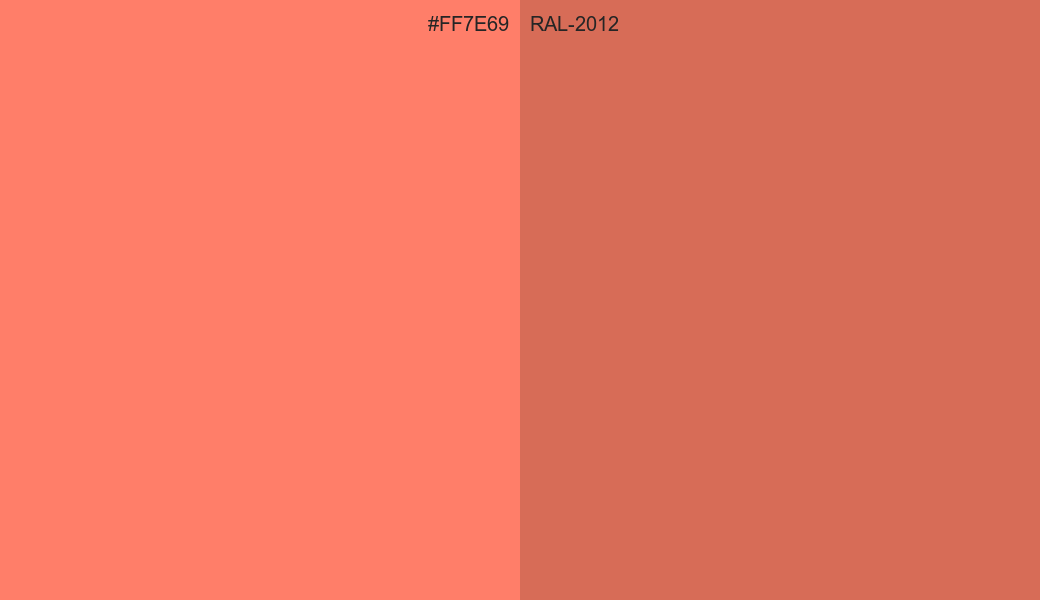 HEX Color FF7E69 to RAL 2012 Conversion comparison