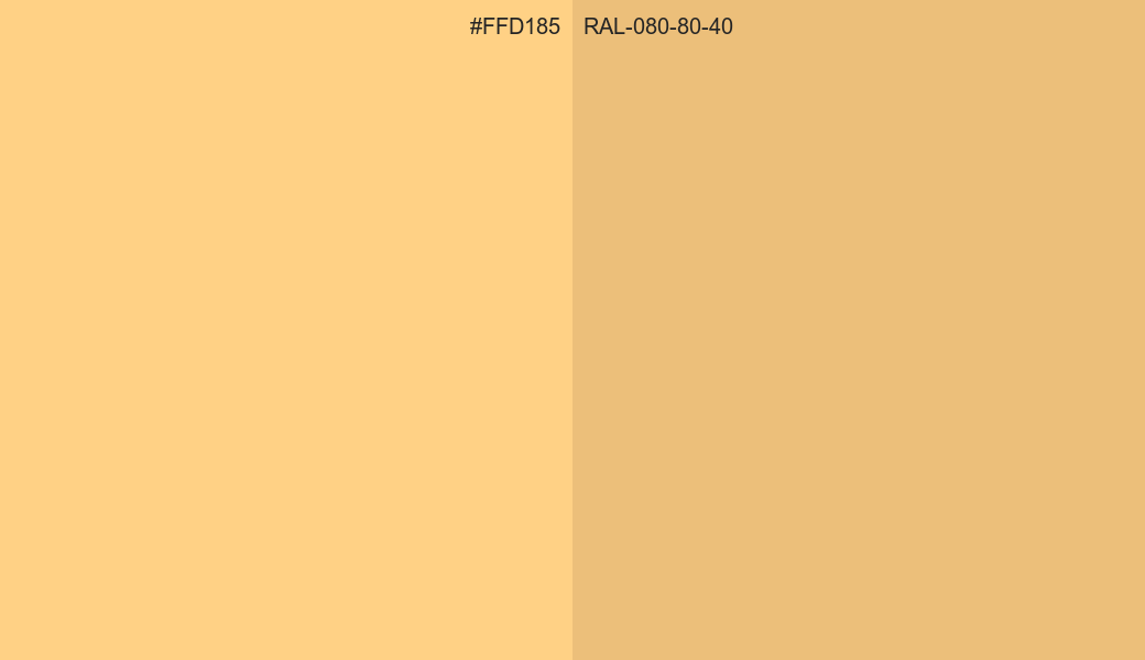 HEX Color FFD185 to RAL 080 80 40 Conversion comparison