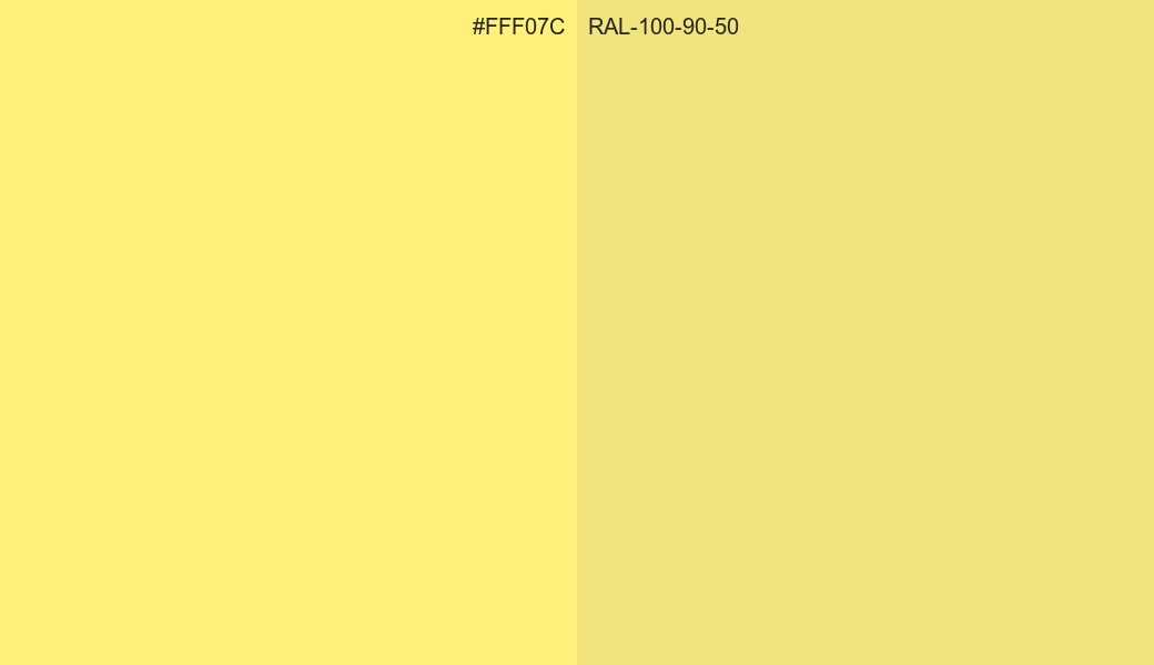 HEX Color FFF07C to RAL 100 90 50 Conversion comparison