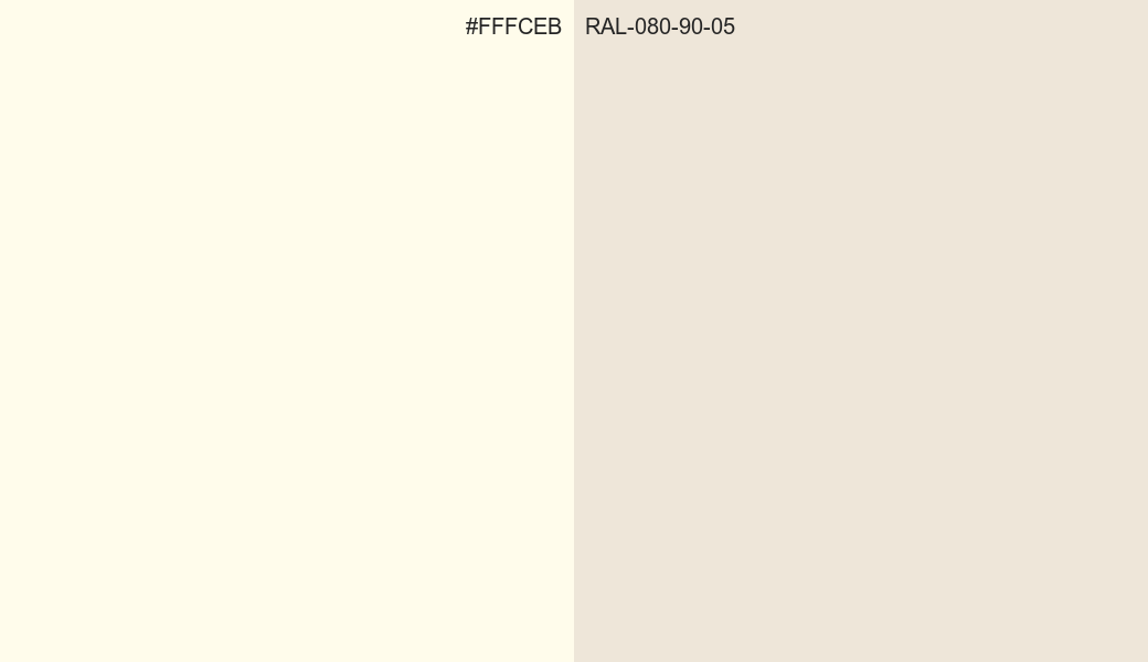 HEX Color FFFCEB to RAL 080 90 05 Conversion comparison