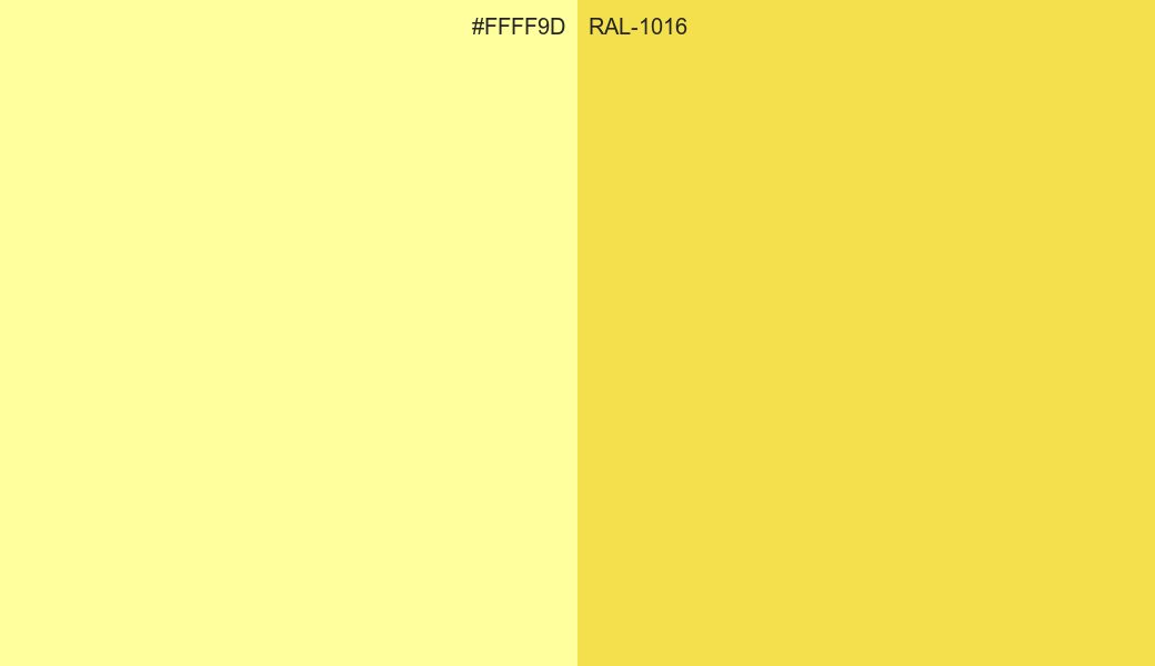 HEX Color FFFF9D to RAL 1016 Conversion comparison