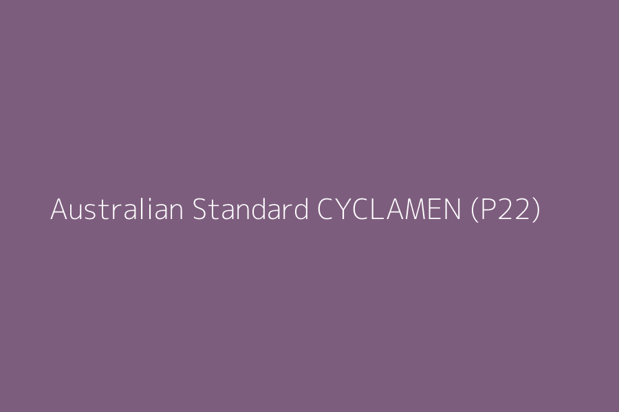 Australian Standard CYCLAMEN (P22) represented in HEX code #7D5D7E