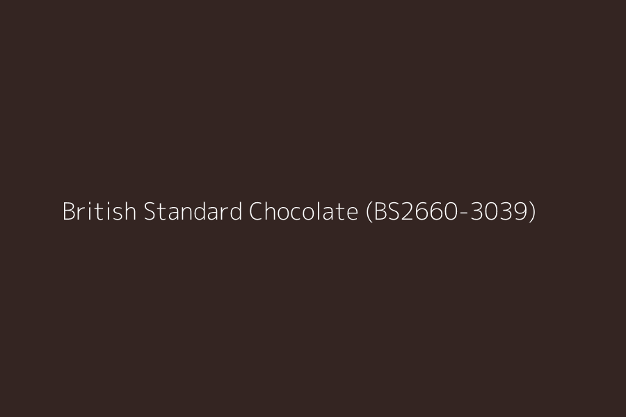 British Standard Chocolate (BS2660-3039) represented in HEX code #342522