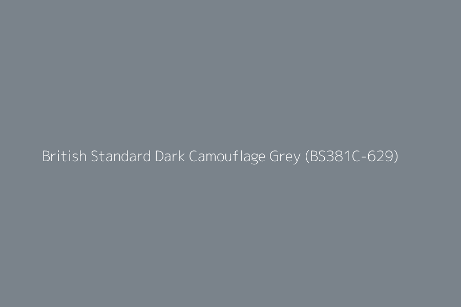 British Standard Dark Camouflage Grey (BS381C-629) represented in HEX code #7a838b