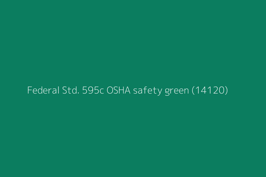 Federal Std. 595c OSHA safety green (14120) represented in HEX code #0B7D5F