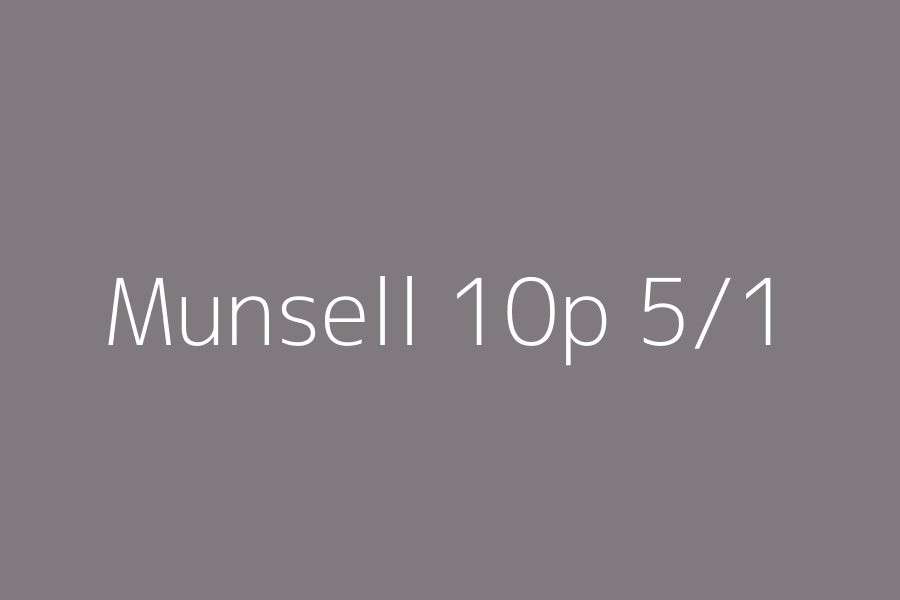 Munsell 10p 5/1 represented in HEX code #807a7e
