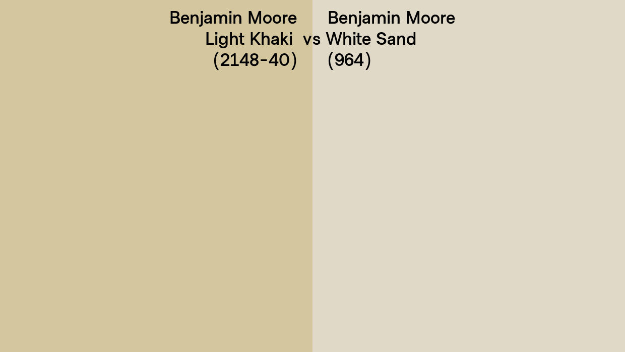 Benjamin Moore Light Khaki vs White Sand side by comparison