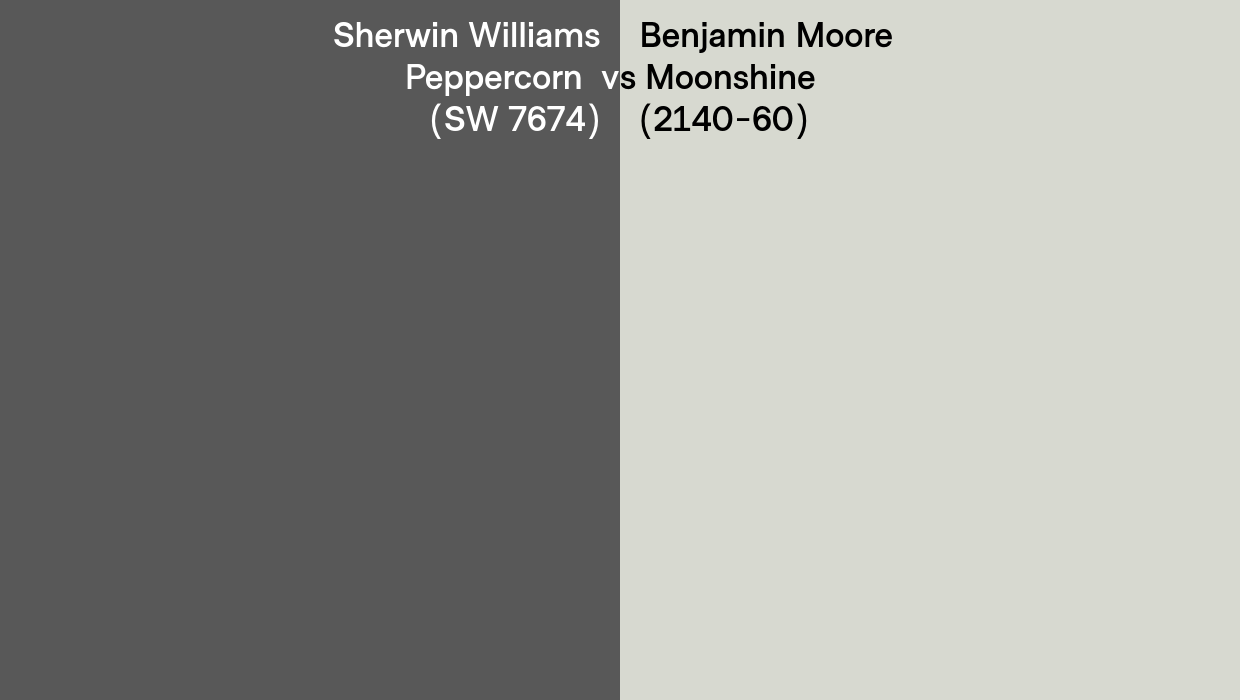 Sherwin Williams Peppercorn (SW 7674) vs Benjamin Moore Moonshine 