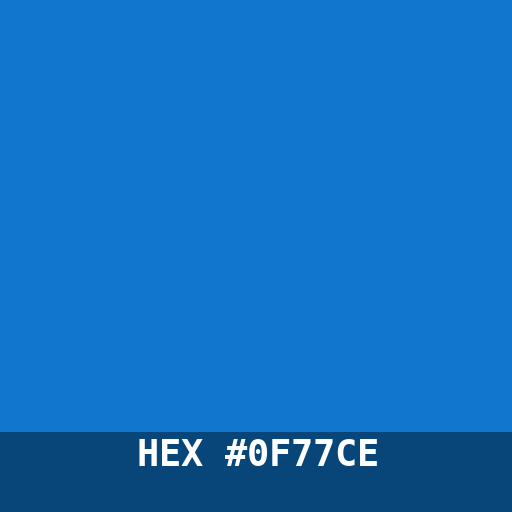#0F77CE hex color swatch