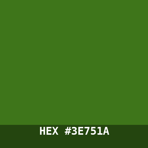 #3E751A hex color swatch
