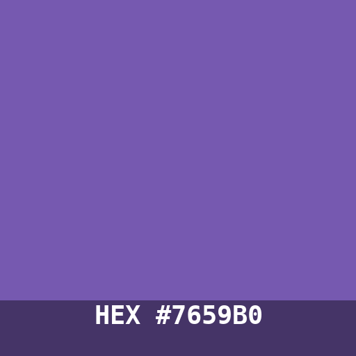 #7659B0 hex color swatch