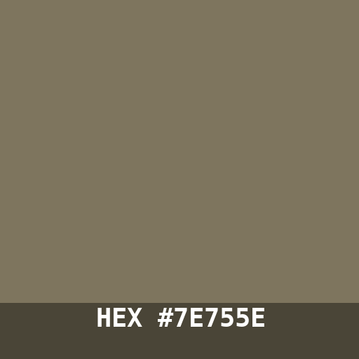 #7E755E hex color swatch