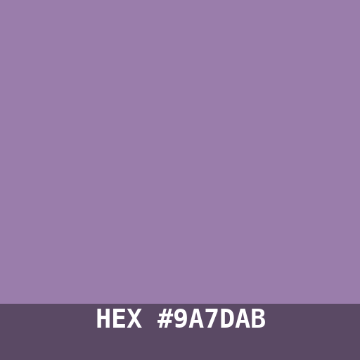 #9A7DAB hex color swatch