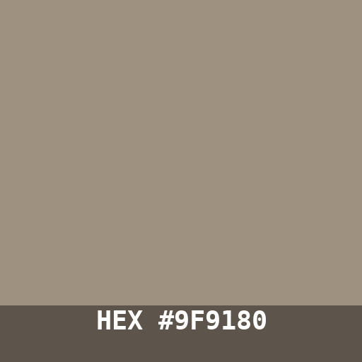 #9F9180 hex color swatch