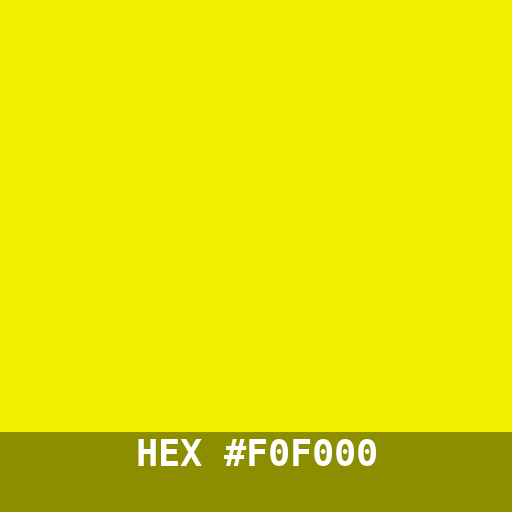 #F0F000 hex color swatch