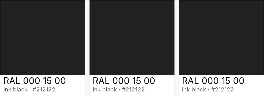 RAL 000 15 00 vs RAL 000 15 00 vs RAL 000 15 00 — side-by-side RAL color comparison
