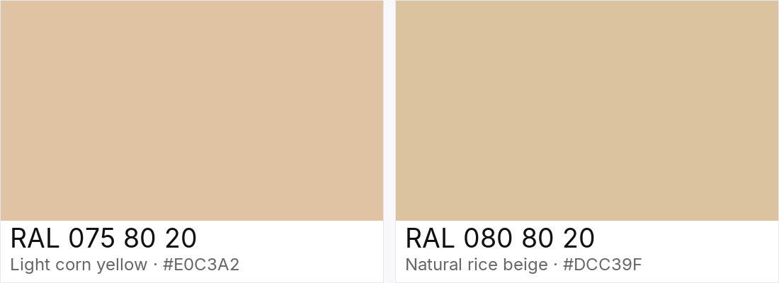 RAL 075 80 20 vs RAL 080 80 20 — side-by-side RAL color comparison