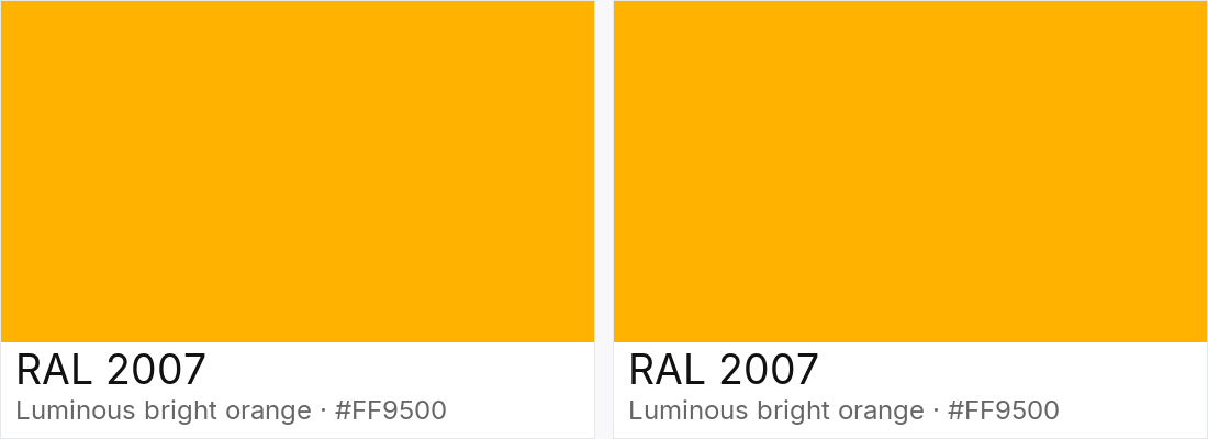 RAL 2007 vs RAL 2007 — side-by-side RAL color comparison