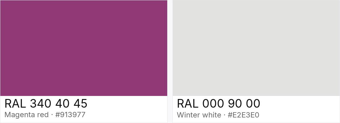 RAL 340 40 45 vs RAL 000 90 00 — side-by-side RAL color comparison