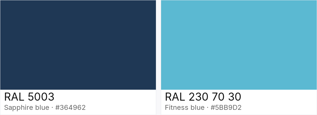 RAL 5003 vs RAL 230 70 30 — side-by-side RAL color comparison