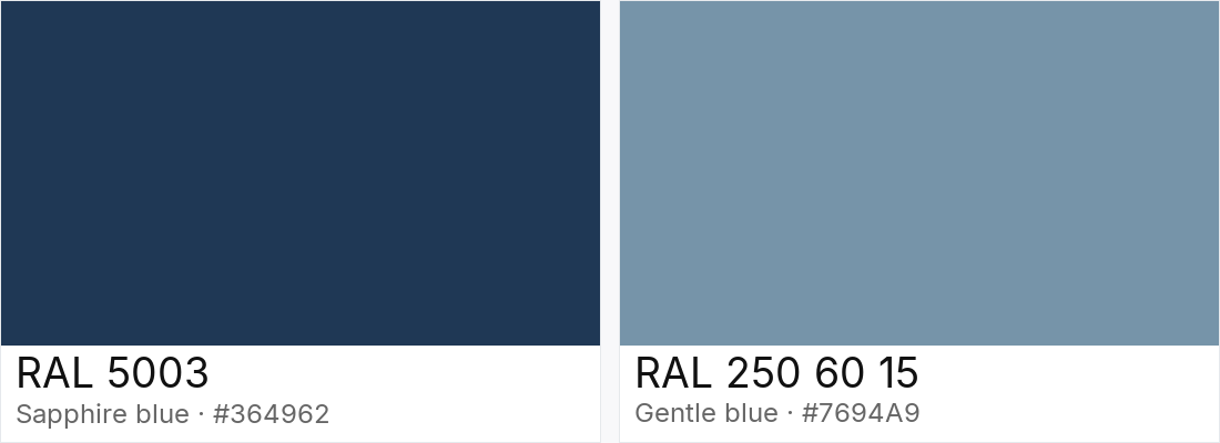 RAL 5003 vs RAL 250 60 15 — side-by-side RAL color comparison