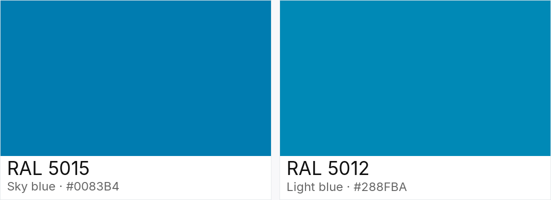 RAL 5015 vs RAL 5012 — side-by-side RAL color comparison
