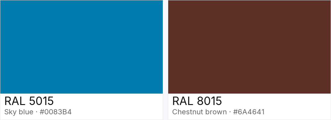 RAL 5015 vs RAL 8015 — side-by-side RAL color comparison