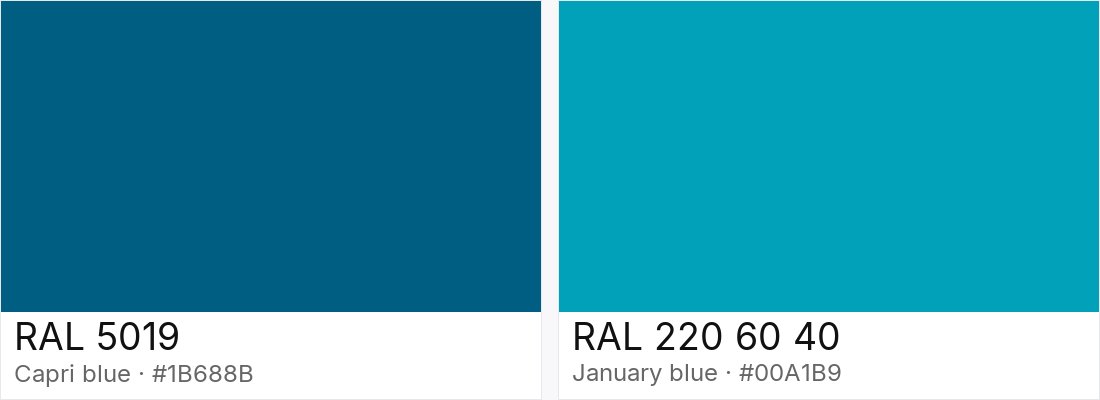 RAL 5019 vs RAL 220 60 40 — side-by-side RAL color comparison