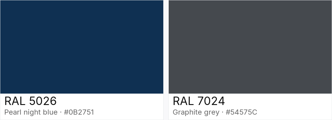 RAL 5026 vs RAL 7024 — side-by-side RAL color comparison