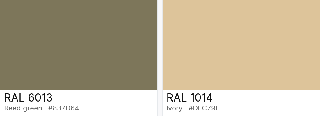 RAL 6013 vs RAL 1014 — side-by-side RAL color comparison