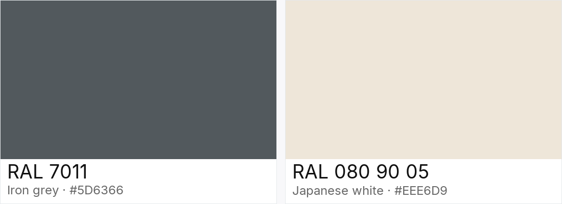 RAL 7011 vs RAL 080 90 05 — side-by-side RAL color comparison
