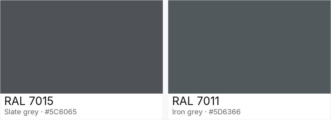 RAL 7015 vs RAL 7011 — side-by-side RAL color comparison
