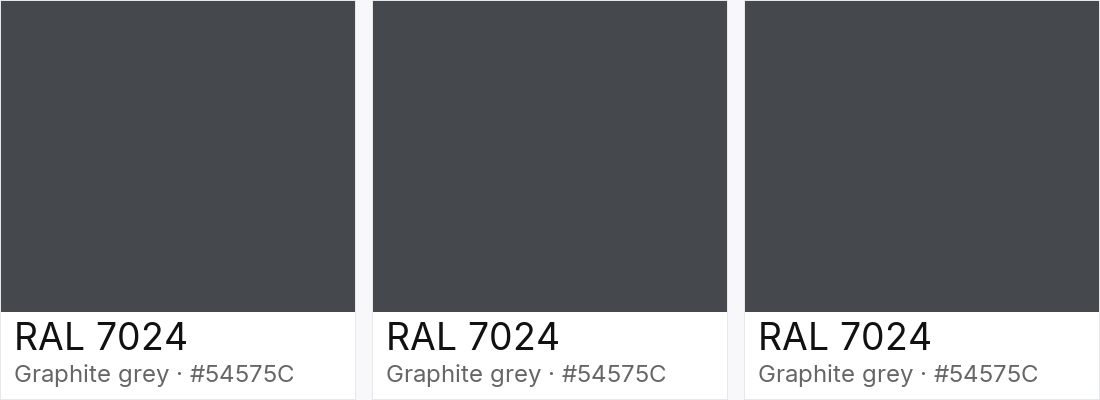 RAL 7024 vs RAL 7024 vs RAL 7024 — side-by-side RAL color comparison