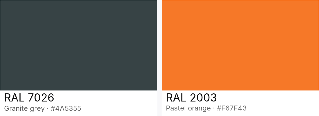 RAL 7026 vs RAL 2003 — side-by-side RAL color comparison