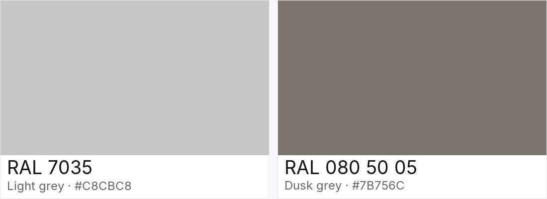 RAL 7035 vs RAL 080 50 05 — side-by-side RAL color comparison