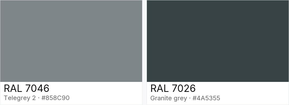 RAL 7046 vs RAL 7026 — side-by-side RAL color comparison